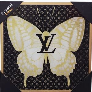 Crystal Luxe Louis Vuitton Butterfly Framed Wall Decor